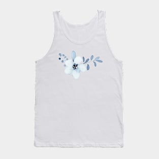 Blue Watercolor Wild Flower Tank Top